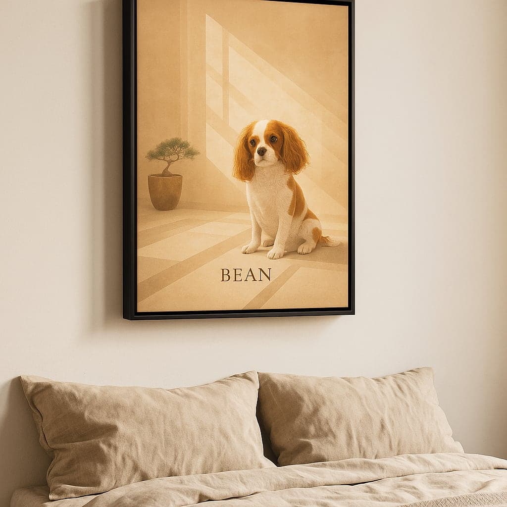 Canvas Float Frame Pet Portrait - Frame included, hardware installed