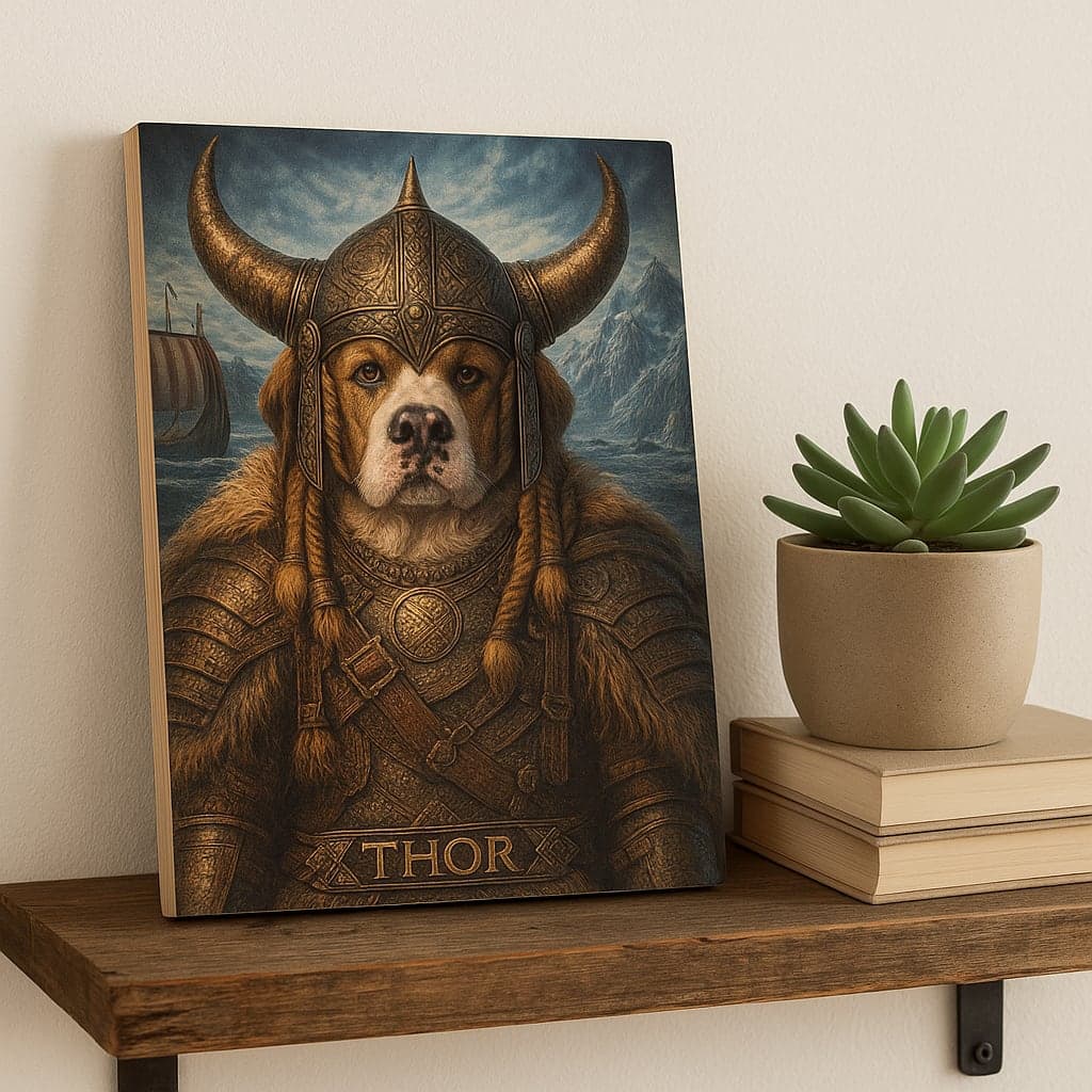 Wood Print Pet Portrait - Printed on real birch wood