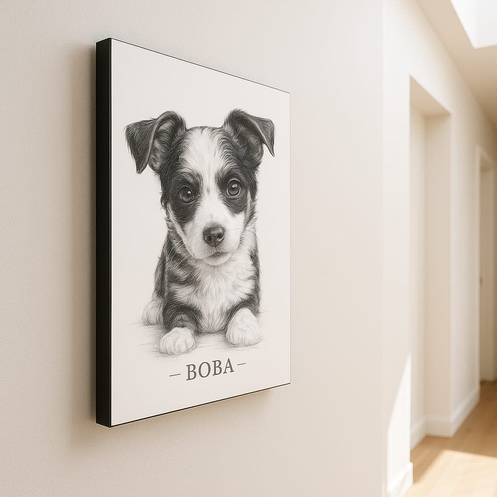 Wood Standout Pet Portrait - Wood grain meets modern design