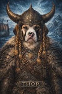 Viking pet portrait style