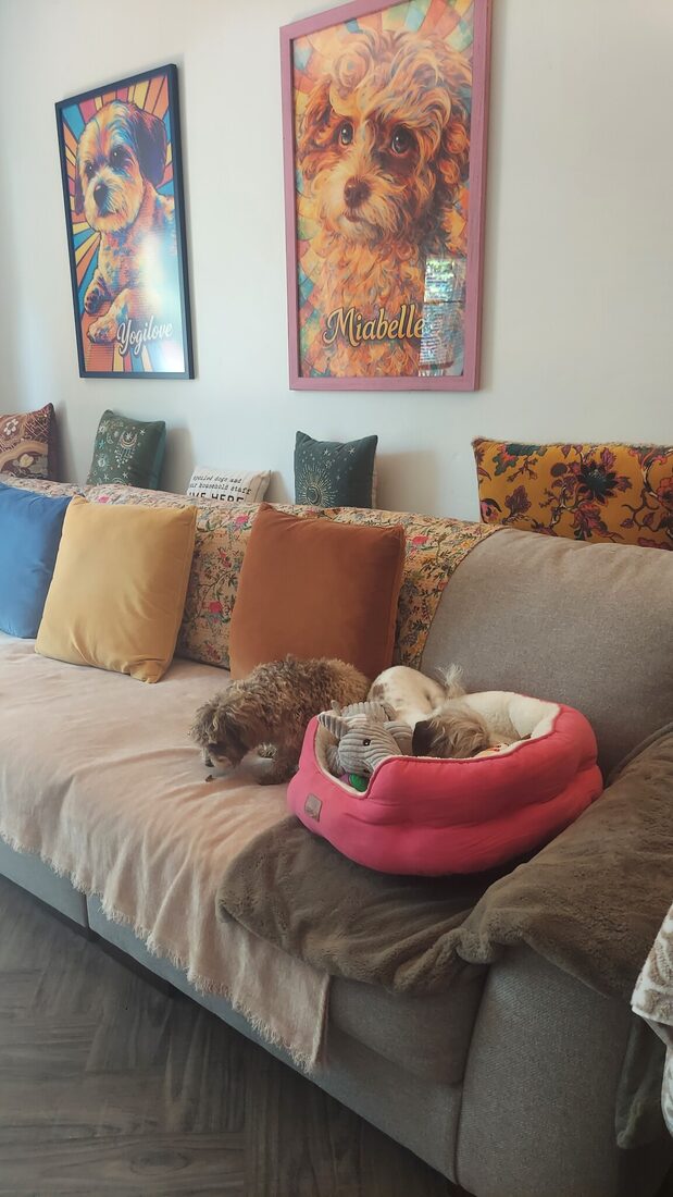 Yogi and Mia portraits as wall art