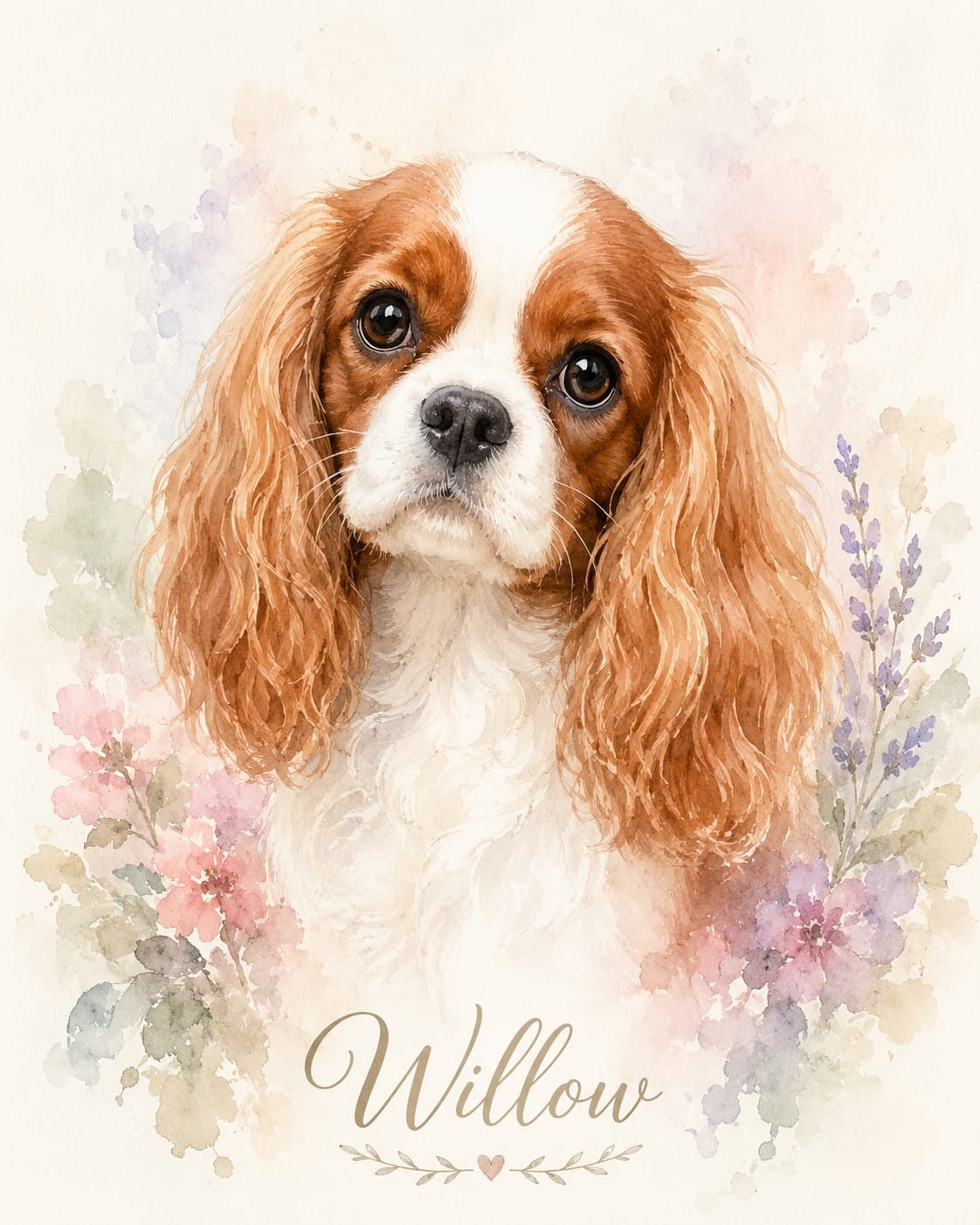 A watercolor style custom pet portrait, the most popular painting style at Pet Pic Portraits