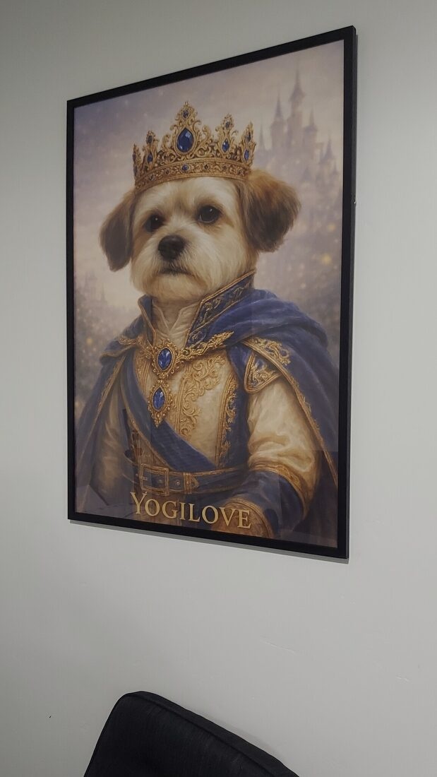 A royal prince style custom portrait of Yogi the Shih-Tzu Terrier, a real Pet Pic Portraits product example