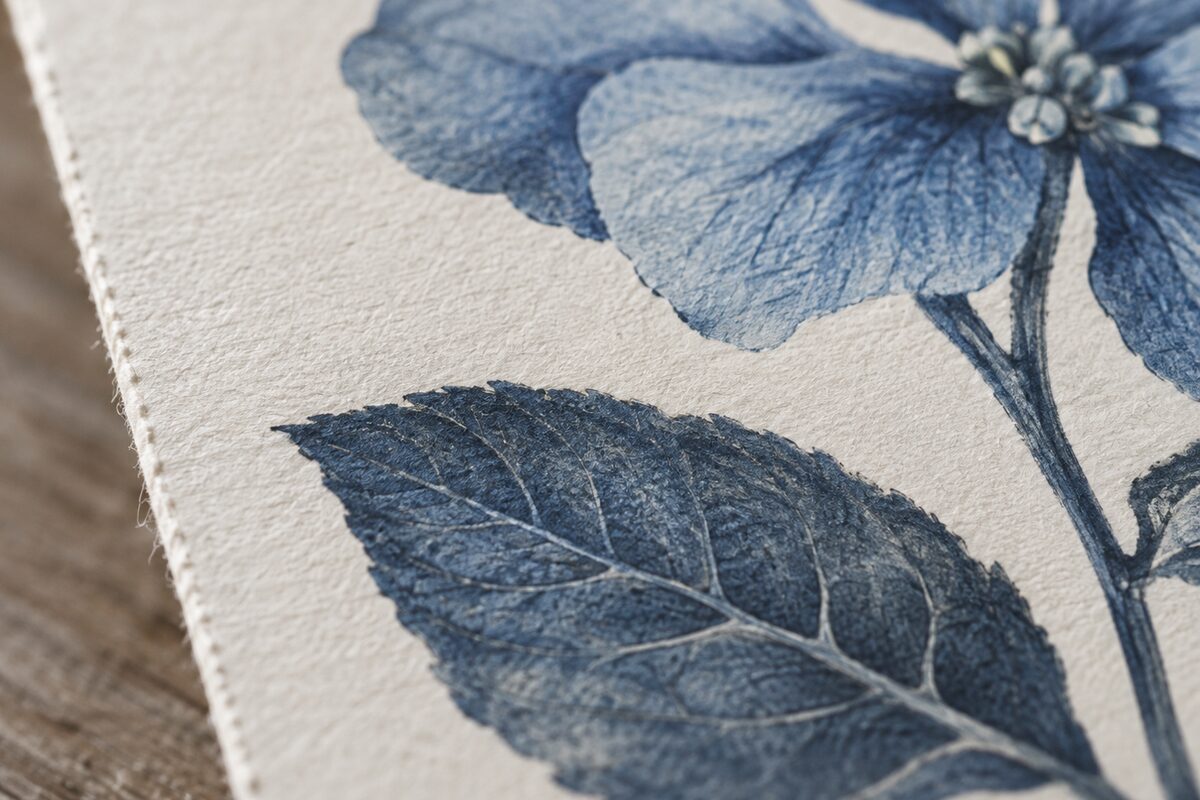The edge of the paper. The stock is uncoated and has a visible tooth to it.